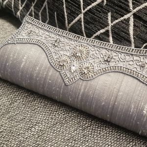 Raw Silk Silver Clutch